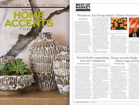 Allison Paladino New Wendover Art Group Line featured in Home Accents Today ‘Best of Market’